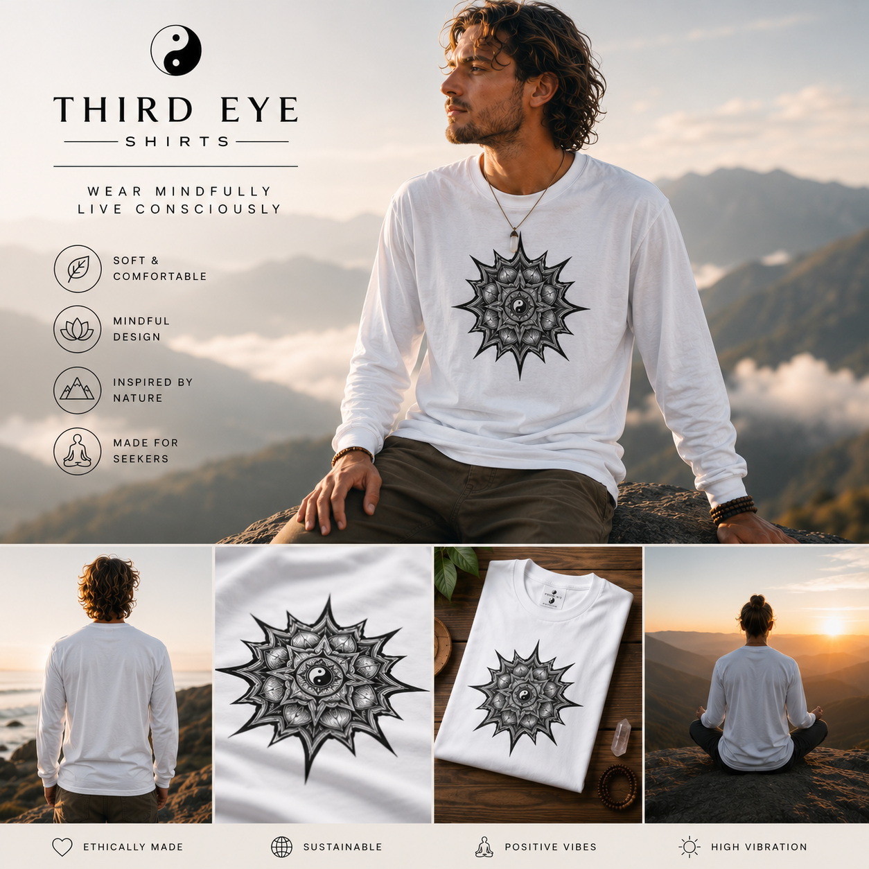 The Centered Shirt: Long Sleeve T-Shirt - $39.99